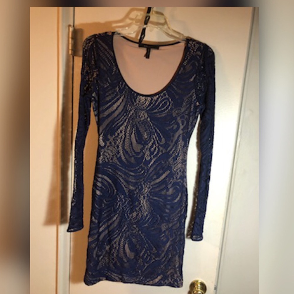 BCBG Lace nude navy dress